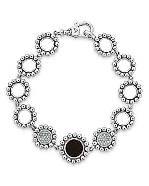 Lagos Sterling Silver Maya Diamond & Black Onyx Link Bracelet