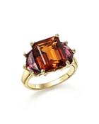 Citrine And Garnet Statement Ring In 14k Yellow Gold