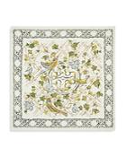 Tory Burch Painted Caning With Birds Silk Square Scarf