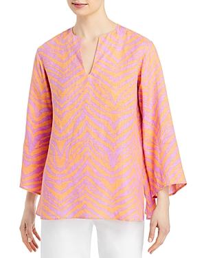Lafayette 148 New York Hawley Tiger Striped Linen Blouse