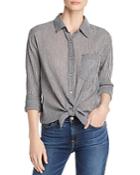 7 For All Mankind Micro Gingham Tie-front Button-down Shirt