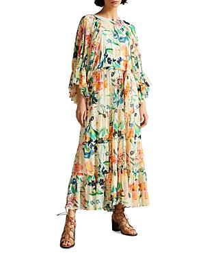 Ted Baker Kiyrie Printed Ruffle Sleeve Maxi Dress