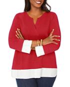 Foxcroft Plus Size Callahan Layered Look Top