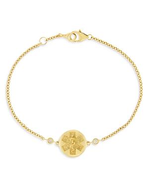 Bloomingdale's Diamond Accent Medical Medallion Bracelet In 14k Yellow Gold, 0.05 Ct. T.w. - 100% Exclusive
