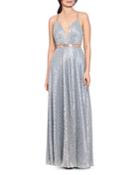 Aqua Metallic Crinkle Gown - 100% Exclusive