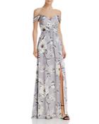 Bariano Off-the-shoulder Floral Gown