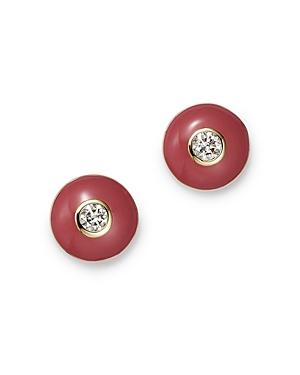 Moon & Meadow 14k Yellow Gold Diamond & Enamel Donut Stud Earrings