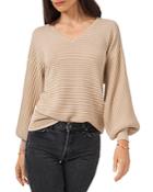 1.state Ribbed Bubble Sleeve Sweater