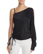 T By Alexander Wang One-sleeve Draped Satin Top