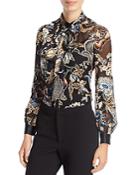 Tory Burch Tie-neck Printed Blouse