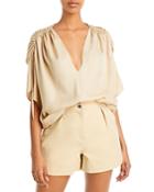 Vince Ruched Flutter Sleeve Blouse