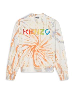 Kenzo Cotton Tie Dyed Logo Print Classic Fit Crewneck Sweatshirt
