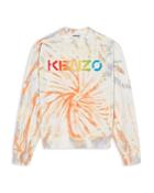 Kenzo Cotton Tie Dyed Logo Print Classic Fit Crewneck Sweatshirt