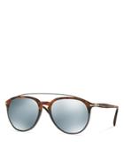 Persol Sartoria Mirrored Brow Bar Keyhole Round Sunglasses, 54mm
