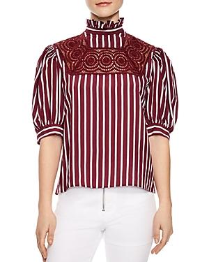 Sandro Rapahelle Striped Lace-inset Top
