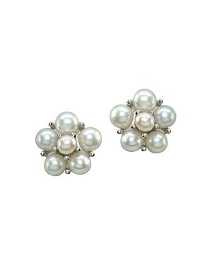 Aqua Cultured Freshwater Pearl Cluster Button Earrings - 100% Exclusive