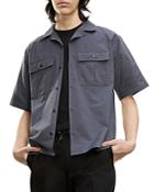 The Kooples Solid Dual Pocket Oversized Short Sleeve Shirt
