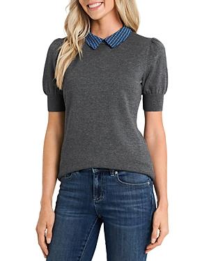 Cece Geometric Print Puff Sleeve Sweater