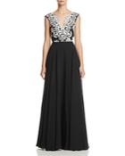 Aidan Mattox Lace Embroidered Gown