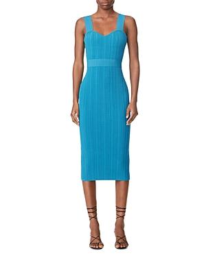 Herve Leger Patterned Ribbed Knit Midi Dress