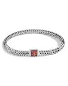 John Hardy Sterling Silver Classic Chain Extra Small Bracelet With Garnet
