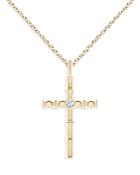 Natori 14k Yellow Gold Bamboo Diamond Cross Pendant Necklace, 17