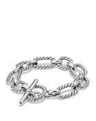 David Yurman Chain Cushion Link Bracelet With Blue Sapphire In Sterling Silver