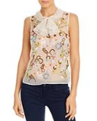 Tory Burch Embroidered Silk-organza Top