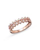 Bloomingdale's Diamond Double Row Ring In 14k Rose Gold, 0.50 Ct. T.w. - 100% Exclusive