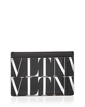 Valentino Logo Print Leather Card Case