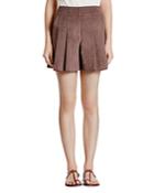 Halston Heritage Faux Suede Pleated Shorts