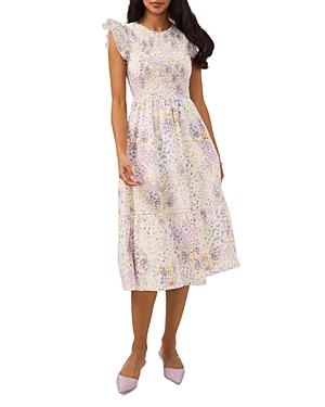 1.state Floral Smocked Midi Dress