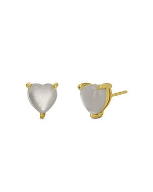 Rachel Reid 14k Yellow Gold Rock Crystal Heart Stud Earrings