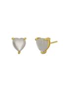 Rachel Reid 14k Yellow Gold Rock Crystal Heart Stud Earrings
