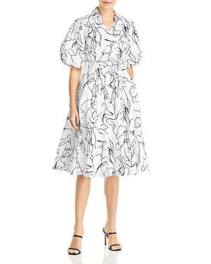 T Tahari Printed Balloon Sleeve Dress