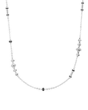 John Hardy Sterling Silver Bamboo Station Necklace With Black Spinel, 36
