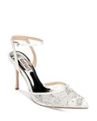 Badgley Mischka Women's Roe Pointed Toe Crystal & Bead Embellished Satin High Heel Pumps