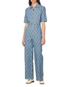 Sandro Acelie Logo Denim Jumpsuit