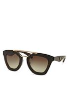 Prada Ornate Saffiano Leather Cat Eye Sunglasses