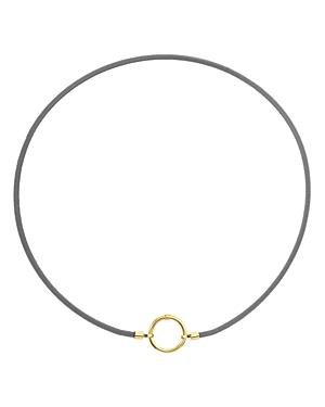 Tous 18k Yellow Gold & Leather Hold Choker Necklace, 15.7