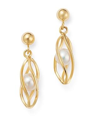 Bloomingdale's Freshwater Pearl Cage Drop Earrings In 14k Yellow Gold - 100% Exclusive
