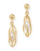 Bloomingdale's Freshwater Pearl Cage Drop Earrings In 14k Yellow Gold - 100% Exclusive