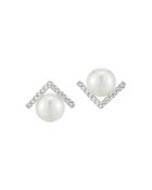 Mateo 14k Yellow Gold Diamond & Cultured Freshwater Pearl Angle Stud Earrings