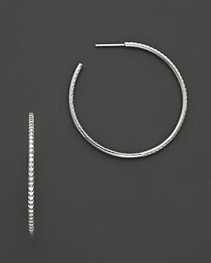 Roberto Coin 18 Kt. White Gold/micro Pave Diamond Extra Extra Large Hoop Earrings, 45 Mm