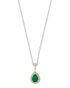 Bloomingdale's Emerald & Diamond Beaded Teardrop Pendant Necklace In 14k Yellow & White Gold - 100% Exclusive