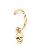 Zoe Chicco 14k Yellow Gold Single Itty Bitty Skull Charm Huggie Hoop Earring