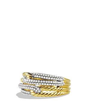 David Yurman Labyrinth Double-loop Ring With Diamonds In Gold