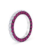 Graziela Gems 18k White Gold Ruby & Diamond Three Sided Band Ring