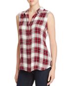 Beachlunchlounge Evelyn Button Back Plaid Top