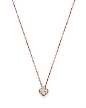 Bloomingdale's Diamond Clover Pendant Necklace In 14k Rose Gold, 0.25 Ct. T.w. - 100% Exclusive